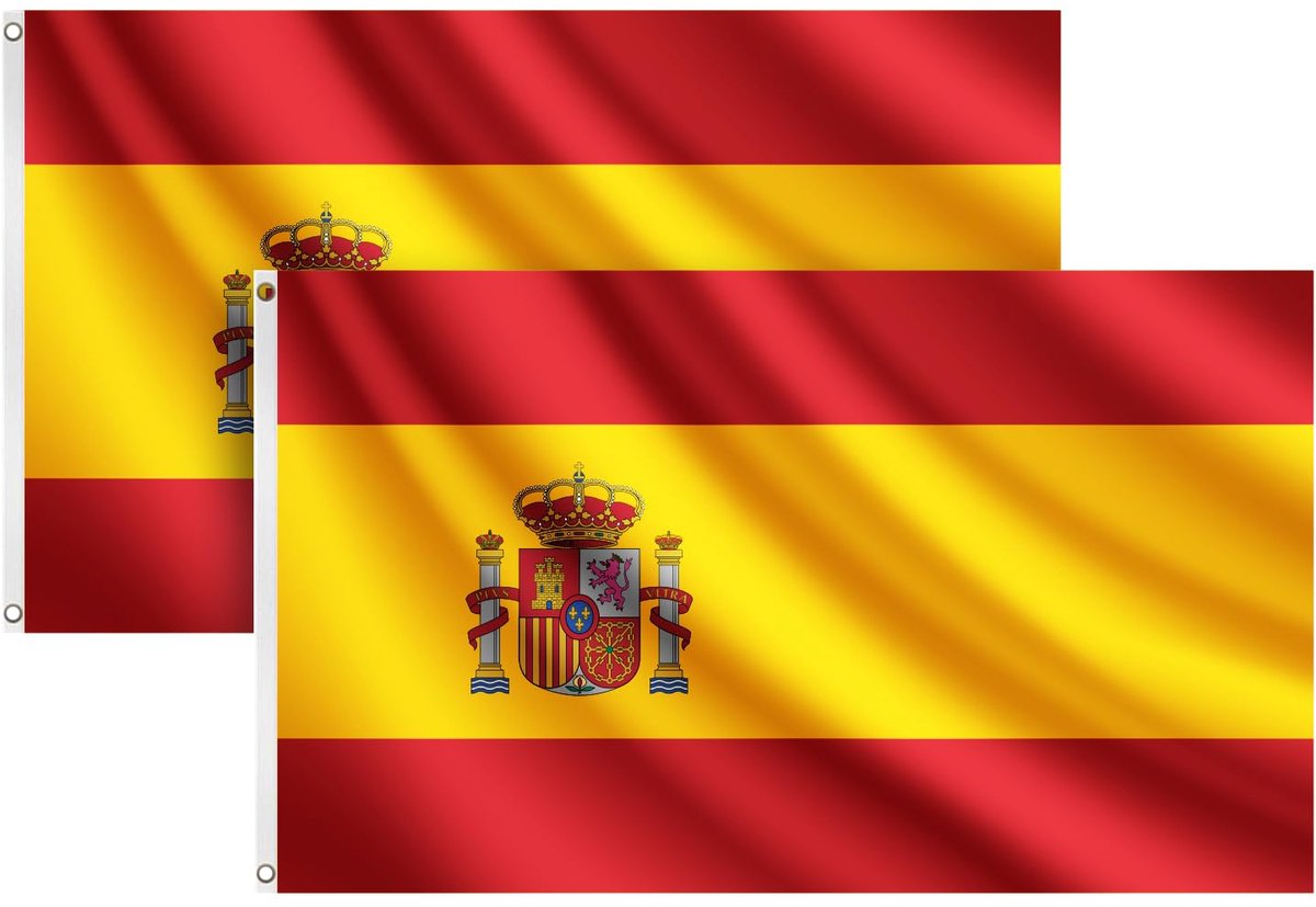 Spaanse Vlag 90 x 150 cm - Weerbestendig en Duurzaam, 2 Stuks