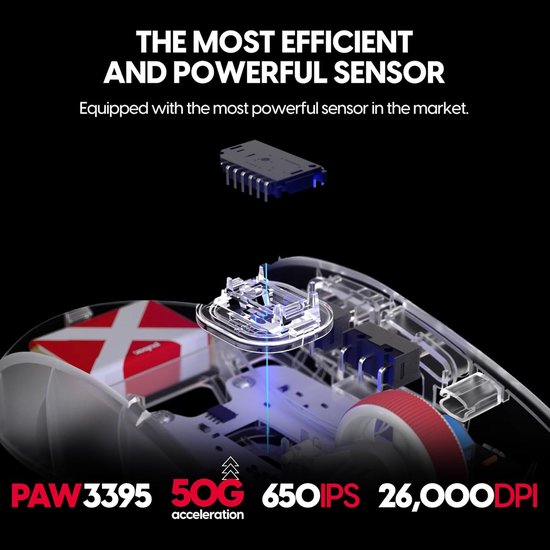 Super Clear Limited Edition Mini Draadloze Gaming Muis - Ultra Lichtgewicht 52g, Optische Sensor 26k DPI van Merkloos — afbeelding 2