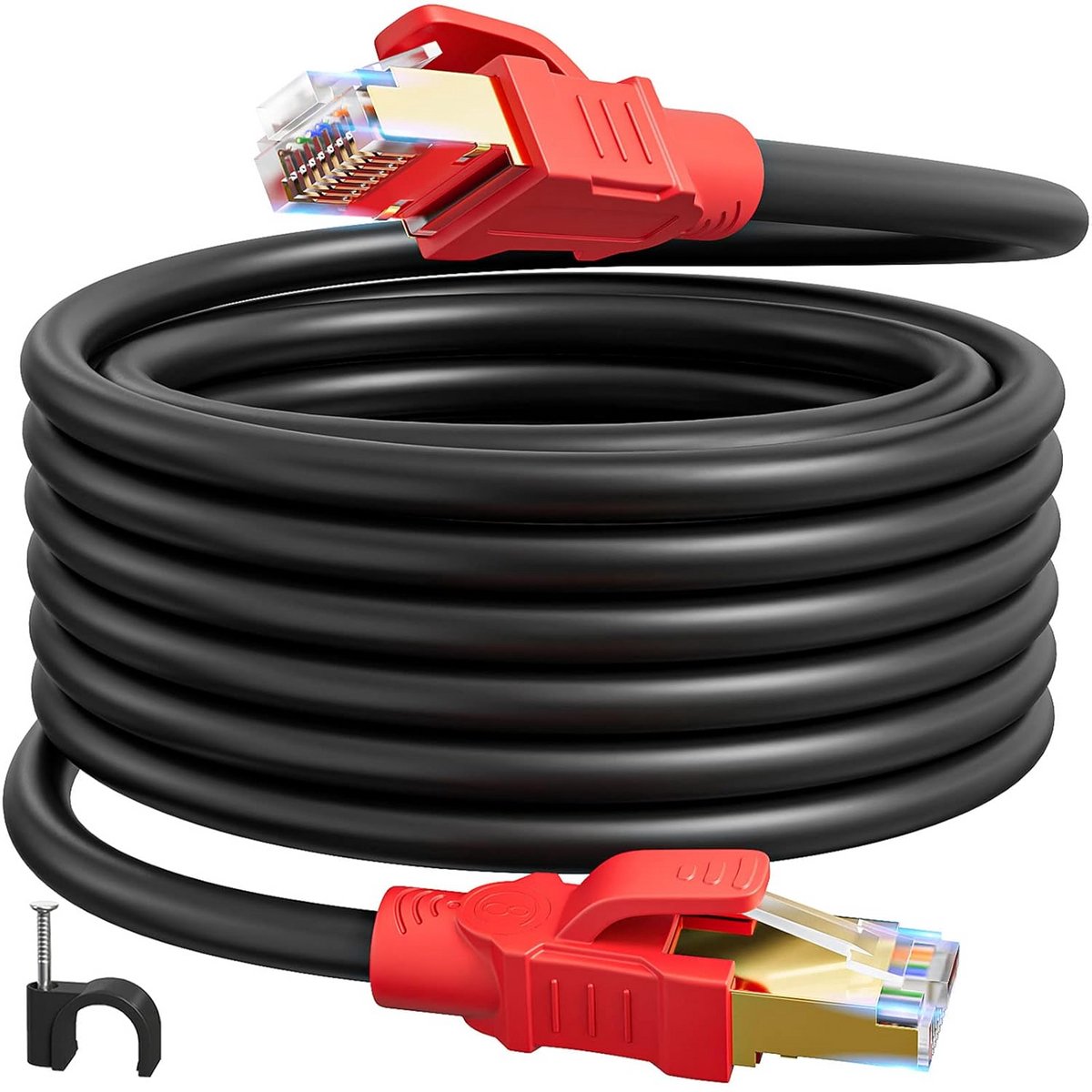 Cat 8 Ethernet Kabel 20m - Hoge Snelheid Netwerkkabel voor Binnen en Buiten - 40Gbps en 2000MHz