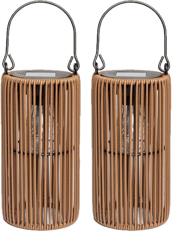2 Tuinlantaarns op zonne-energie - solar tuinverlichting - solar buitenlamp -...