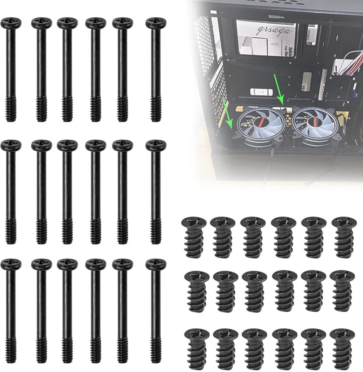 Set van 80 M5 x 8 mm Ventilatorschroeven voor Computerbehuizing - Geschikt voor PC, Radiatoren en Chassis