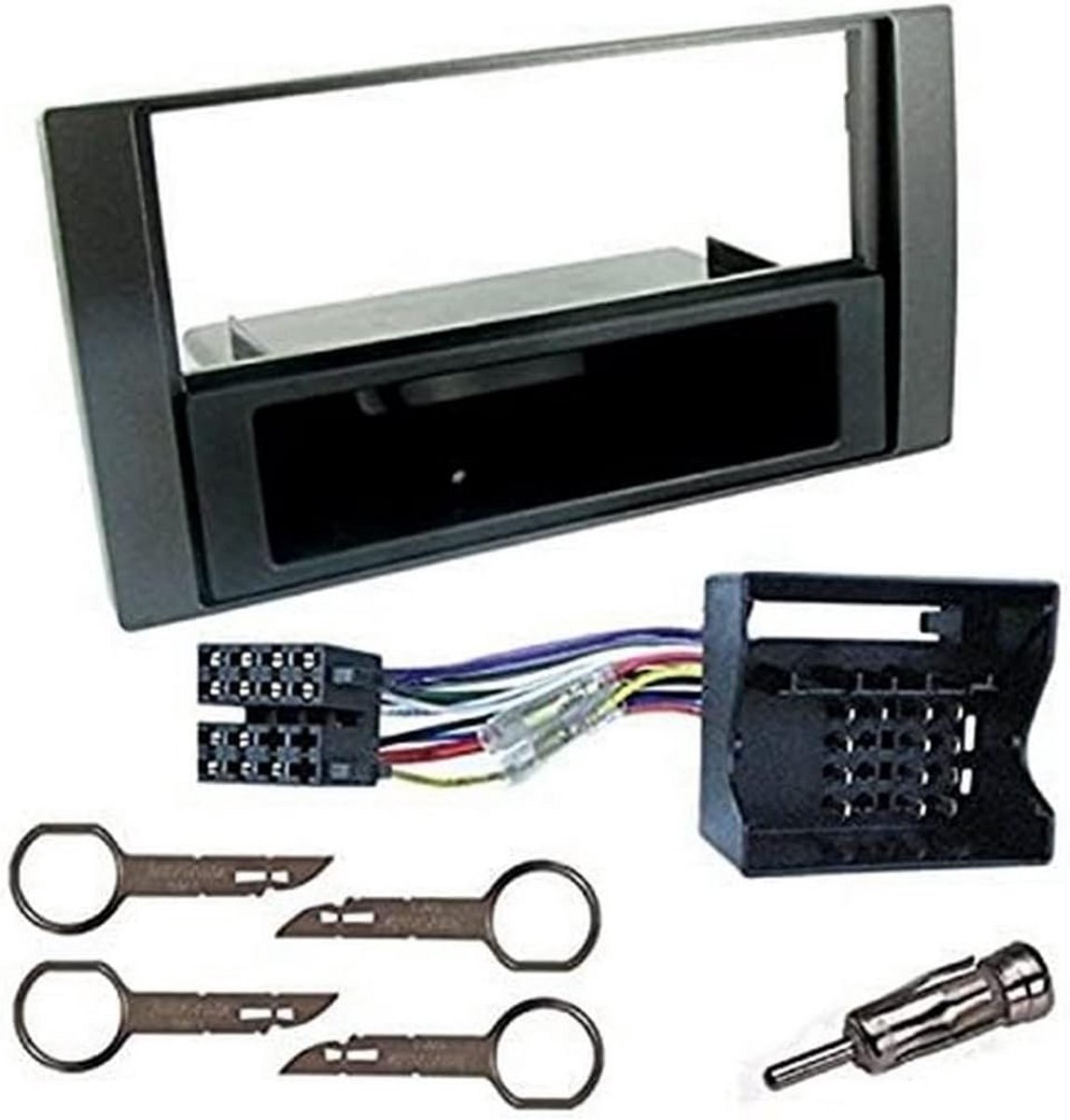 1 DIN Autoradio Paneel Frame met Antenne Adapter en ISO Aansluitkabel