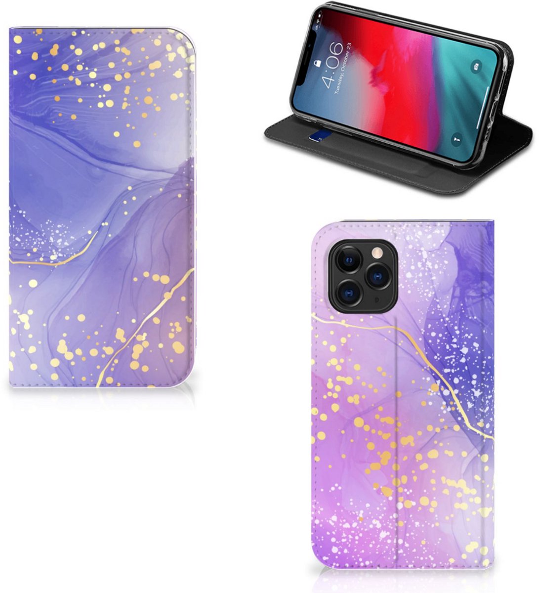 Bookcase voor Apple iPhone 11 Pro Watercolor Paars