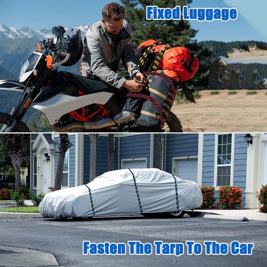 Elastisch touw met haken - 3 stuks, 2 meter voor auto, fiets, motor en camping — afbeelding 2