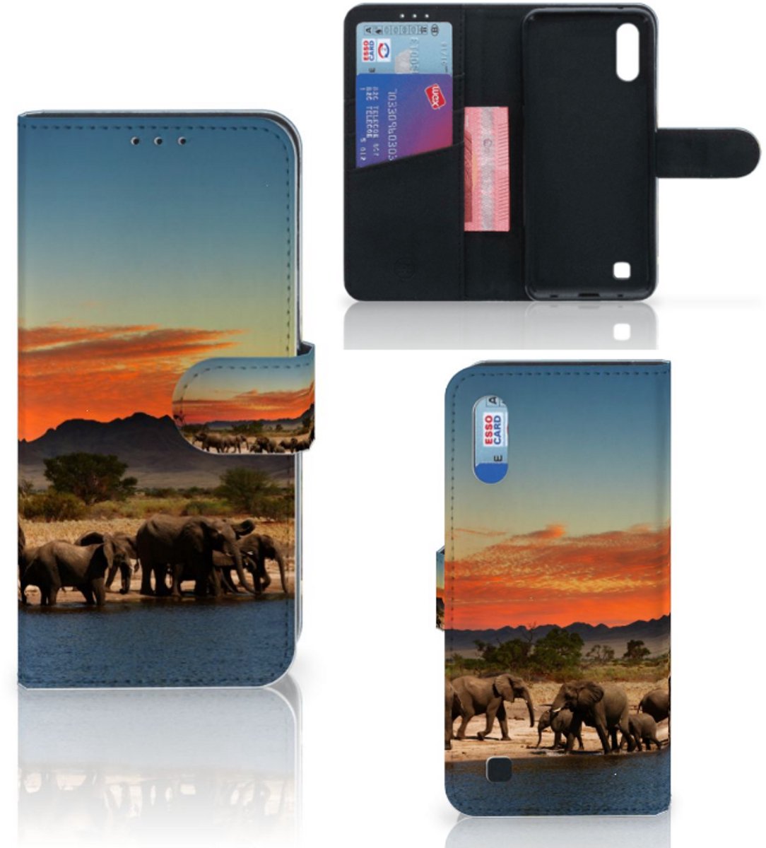Samsung Galaxy M10 Telefoonhoesje met Pasjes Olifanten