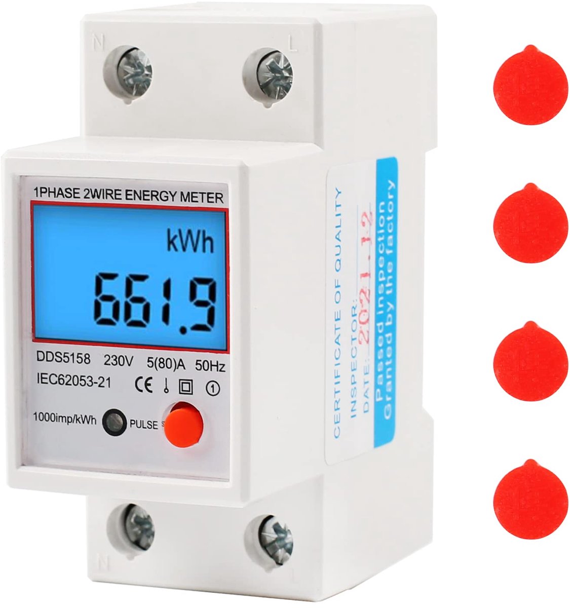 Digitale Stroommeter 80 A 220V 1-fase KWh-teller met Resetknop