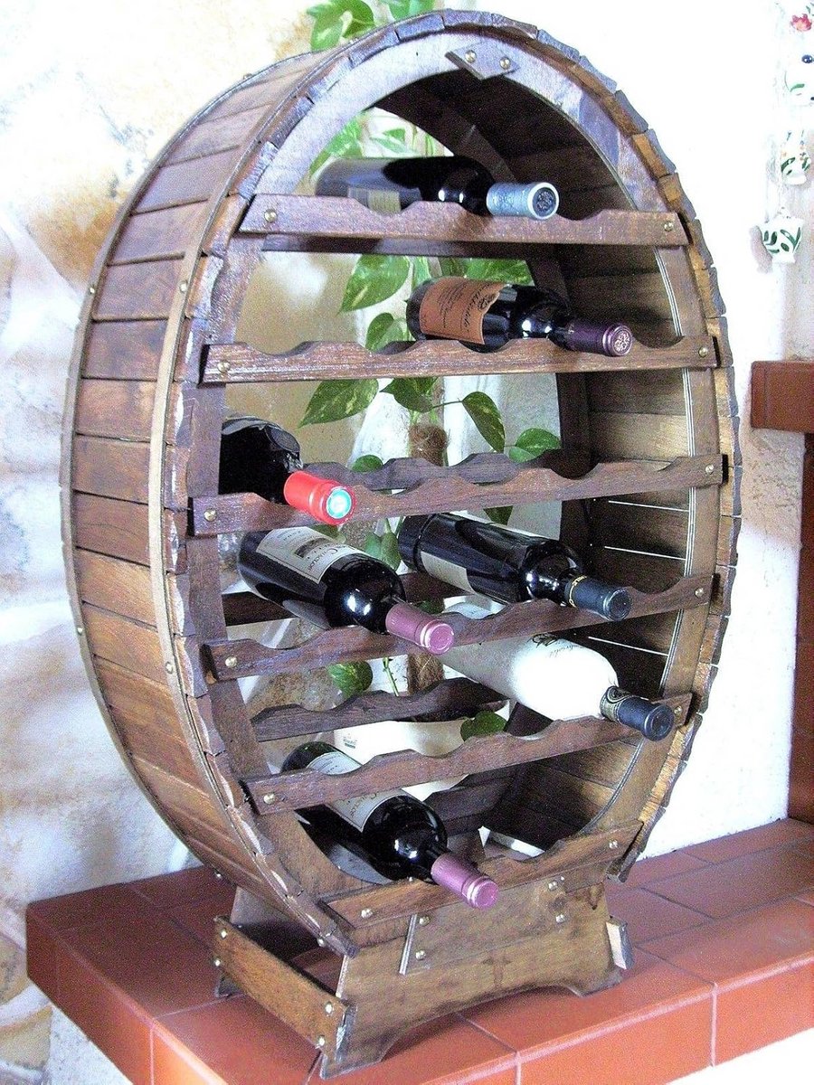 Wijnrek voor 24 flessen in rustieke vatvorm
