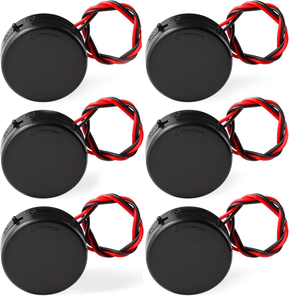 6 Stuks CR2032 Ronde Batterijhouder met Aan/uit-schakelaar - 2 Cellen, 3V