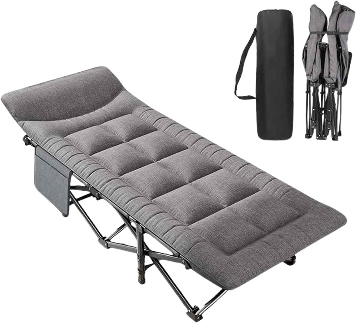 ElevateCommerce – Opvouwbaar Campingbed / Veldbed 1 Persoons – Draagbaar Logeerbed met Matras en Draagtas – Lichtgewicht Camping Bed voor Kamperen, Reizen, Outdoor & Logees