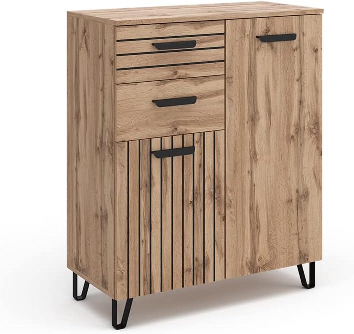 Moderne Commode in Eik en Zwart, 80 x 100 cm