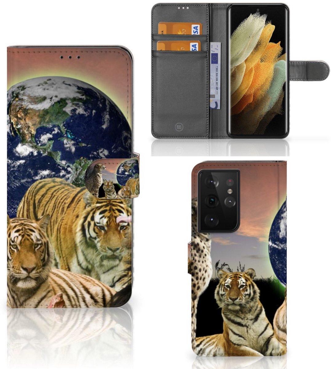 Samsung Galaxy S21 Ultra Telefoonhoesje met Pasjes Roofdieren