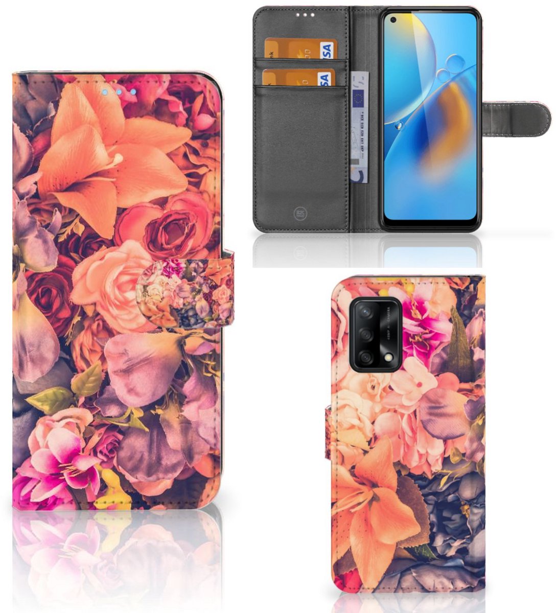 OPPO A74 4G Hoesje Bosje Bloemen