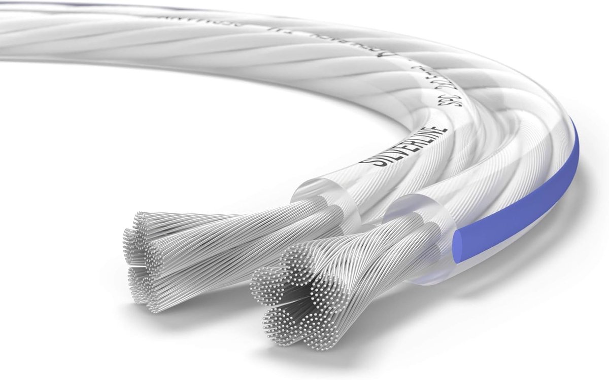Stereo HI-FI Luidsprekerkabel 20 m met Verzilverde Koper 2 x 2,5 mm² en Mini-Spool