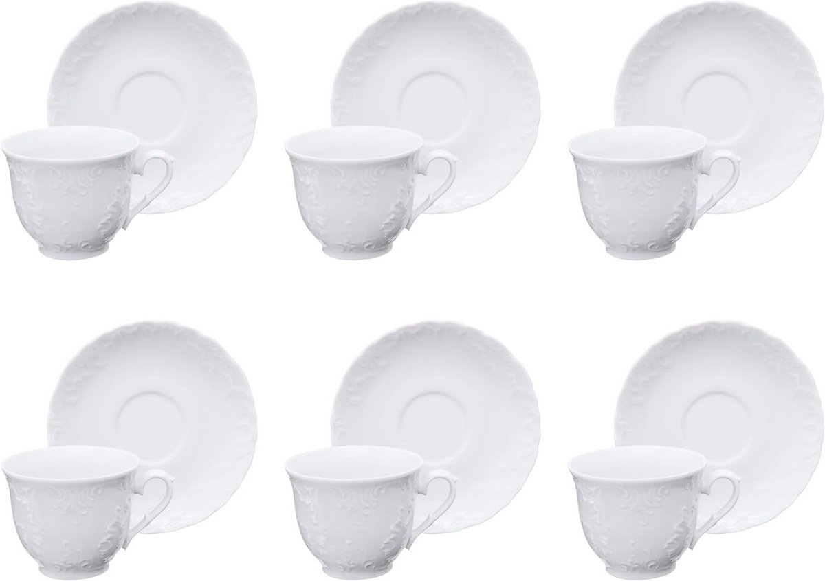 Theekopje met schotel set van 6 21 cl wit