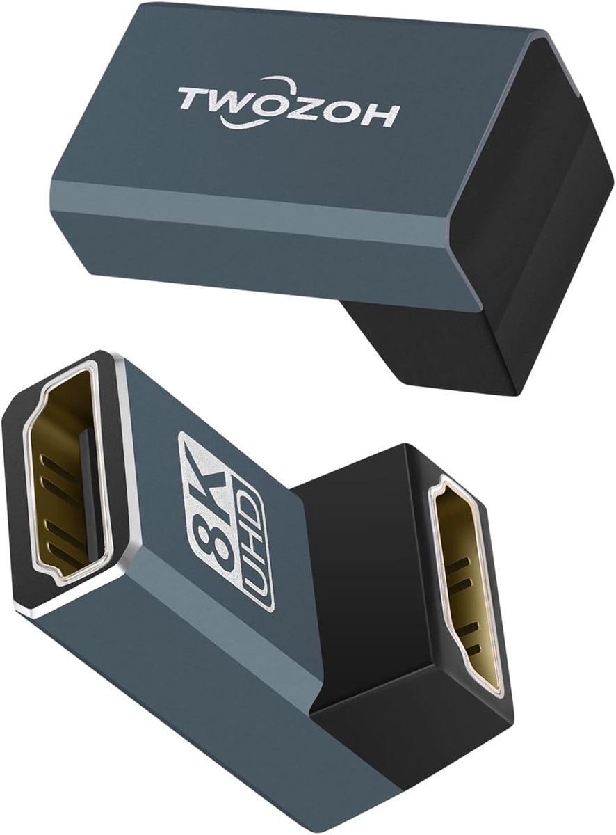 HDMI 2.1 Vrouwelijke naar Vrouwelijke adapter 8K (2-pack) - 90 Graden schuin