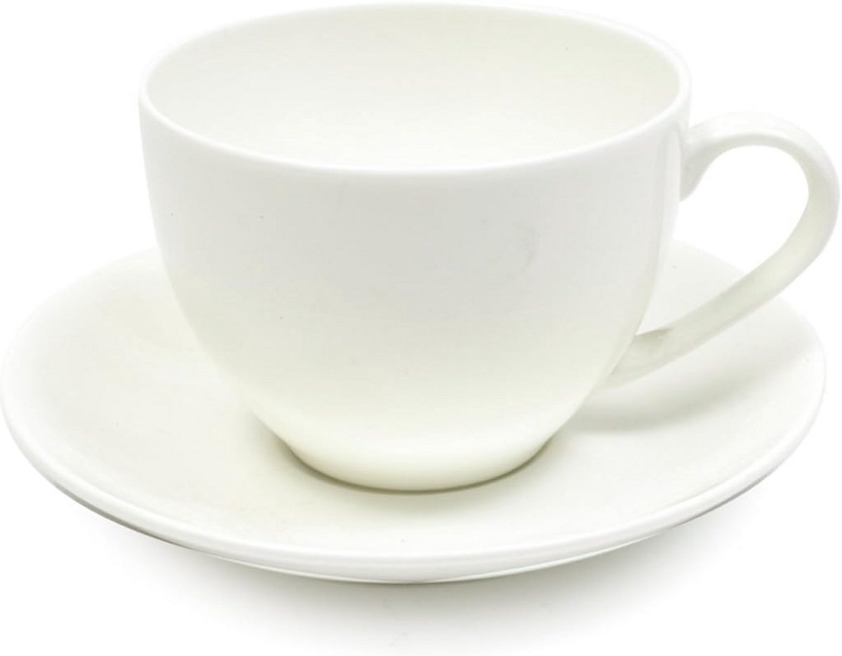 Kop en Schotel van Bone China - 8 oz - Vaatwasser en Magnetron Bestendig