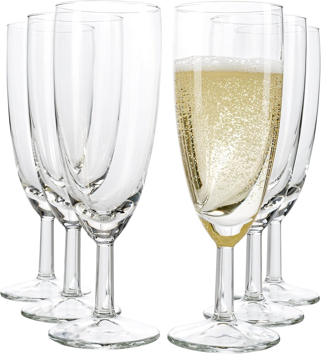 Set van 6 champagneglazen - 18 cl, champagnefluit voor bruiloften en feesten