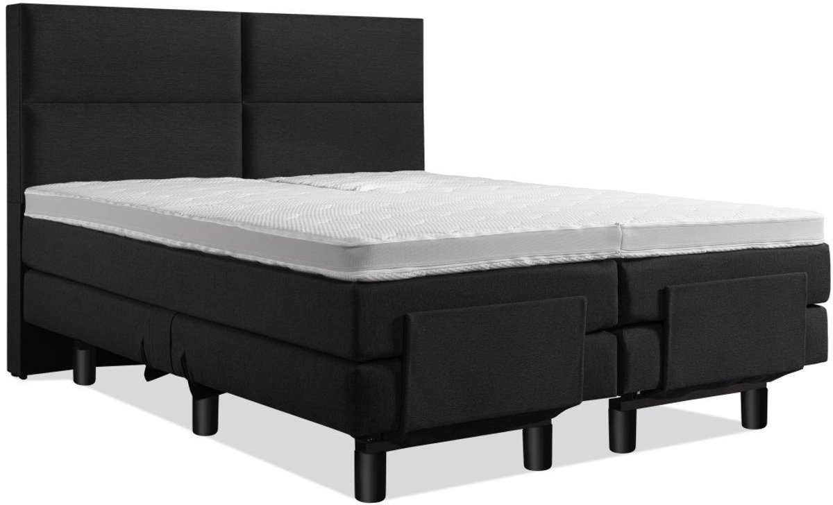 Elektrische Boxspring - Incl. 4-Vaks Hoofdbord - 2-Persoons - 200x210 cm - Zwart - Zonder 