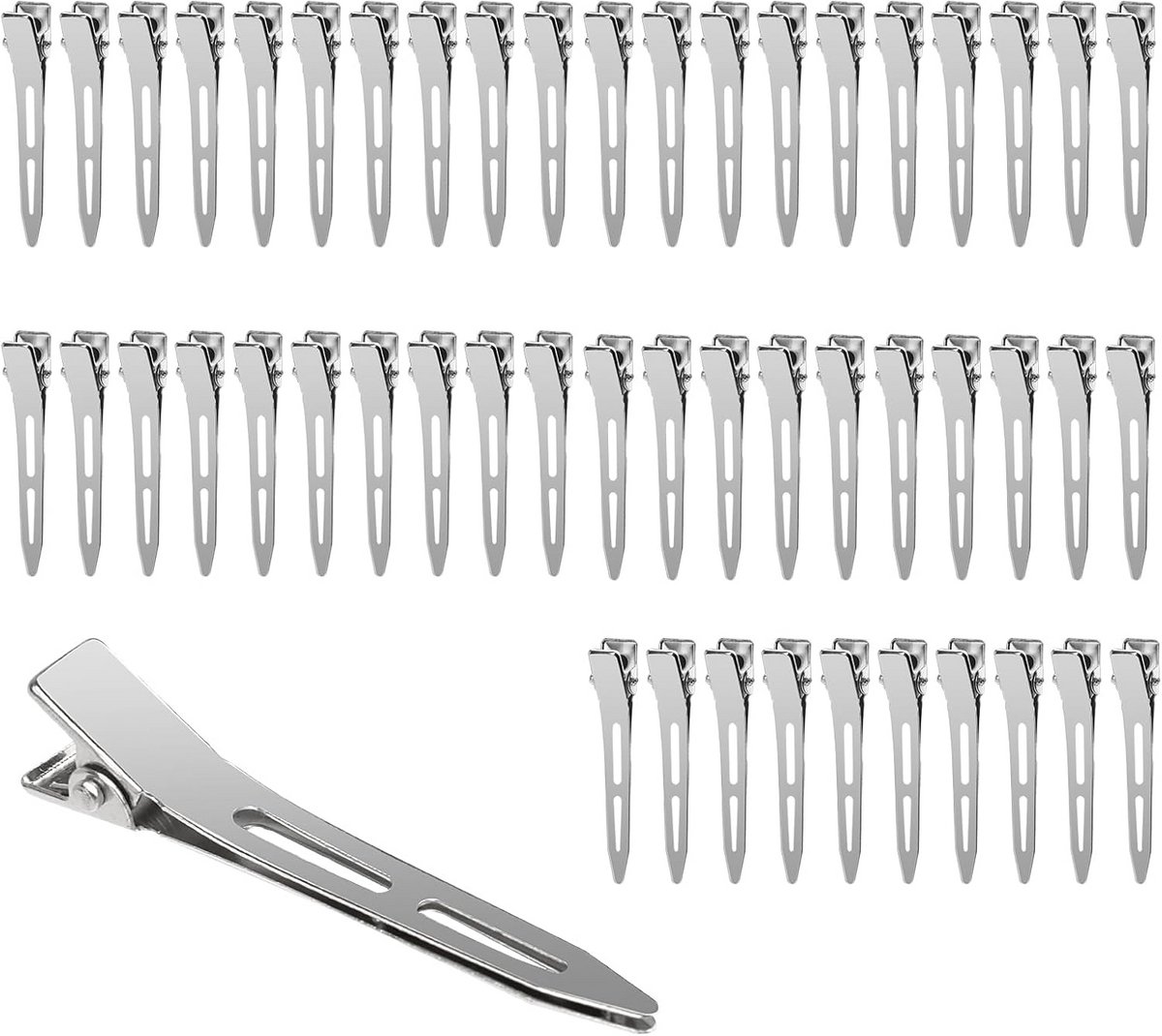 Haarklemmen 50 stuks 5,5 cm zilverkleurig voor dames - Kappersbenodigdheden