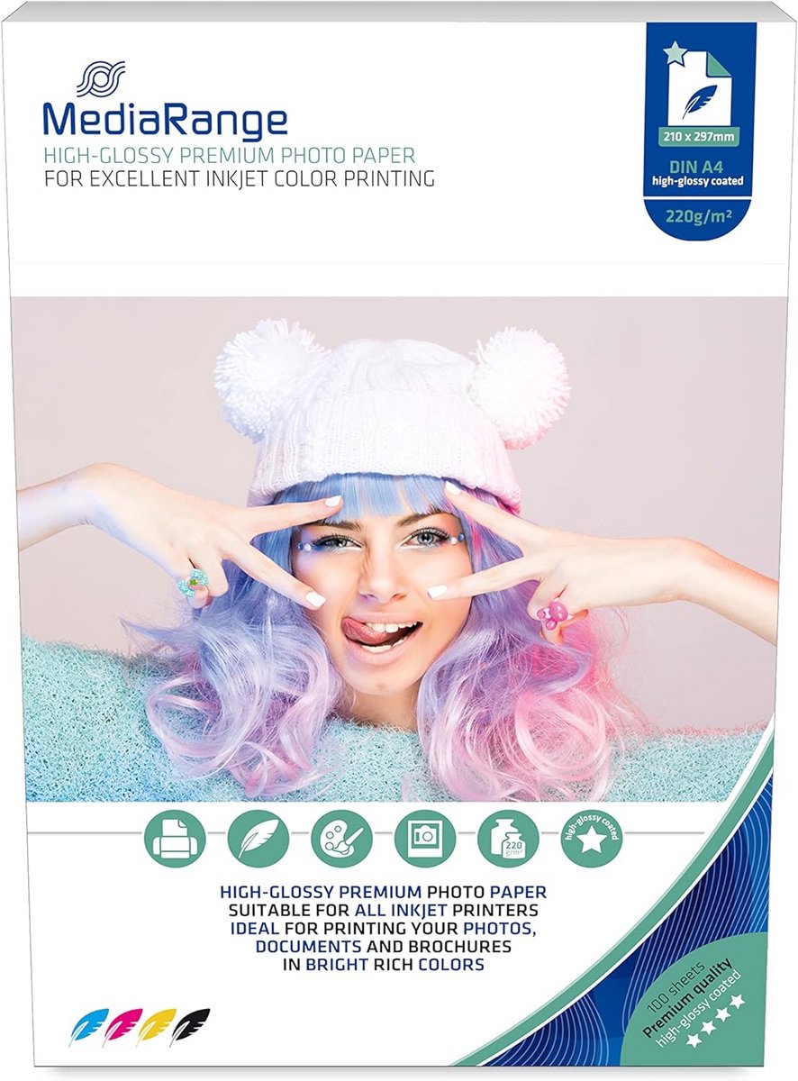 Hoogglanzend Fotopapier voor Inkjetprinters - 210 x 297 mm, 220 g, 100 Vellen