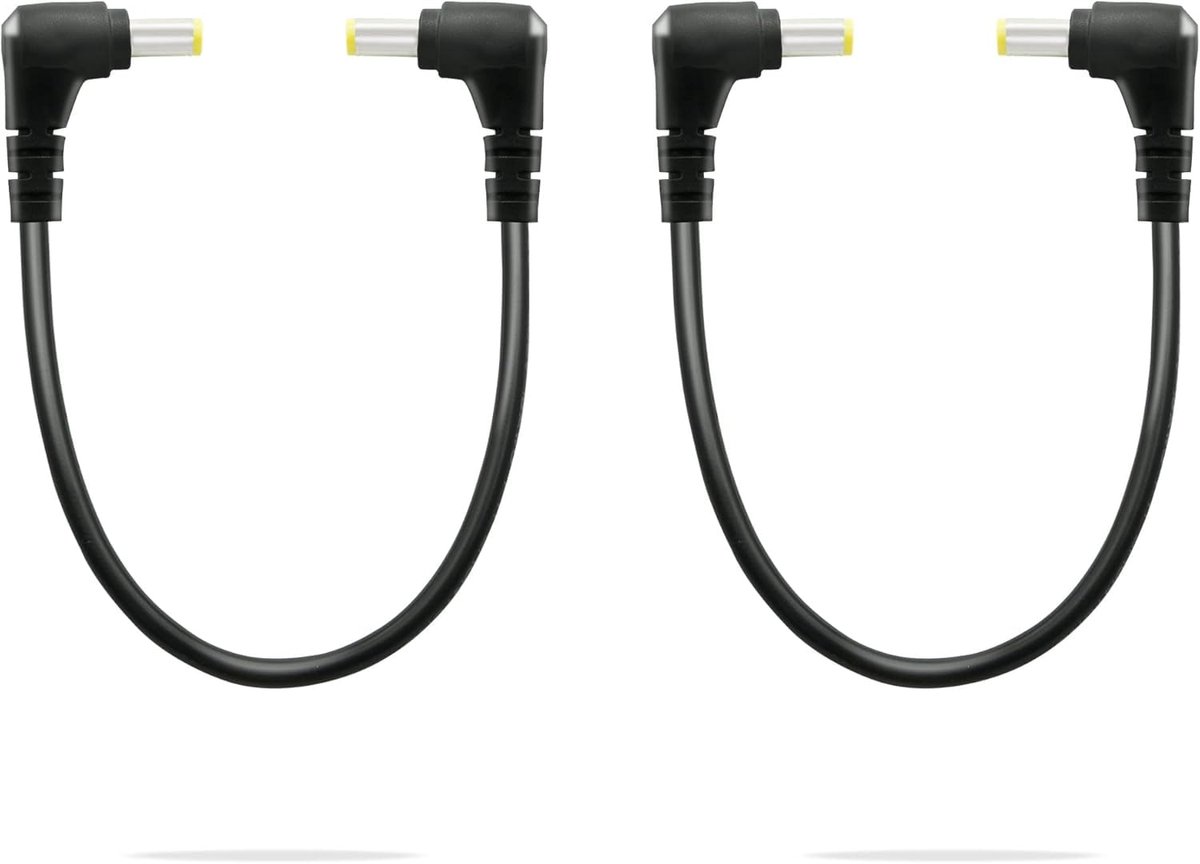 Haakse DC-stekker 5,5 mm x 2,5 mm - 90 graden adapter voor CCTV en monitoren (2 stuks)