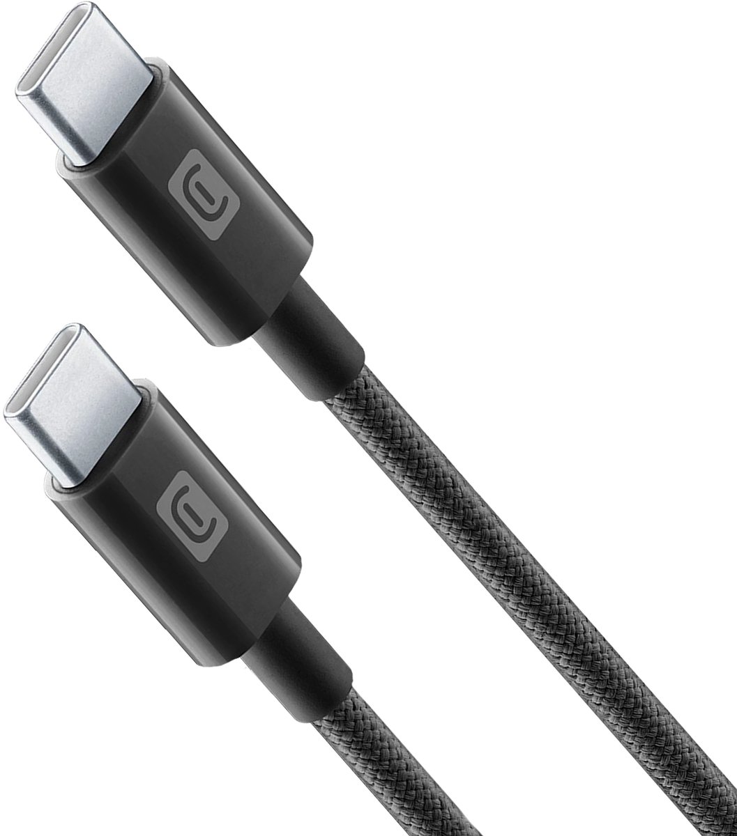 Cellularline Kabel USB-C naar USB-C 150cm - Gevlochten & Versterkt - Zwart
