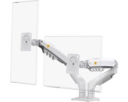 NB North Bayou Dubbel Monitorbevestiging, Full-motion Draaibare Monitorarm met Gasveer voor 17-27 inch Computerscherm, Belasting 2-9 kg VESA 75/100 mm F160-W