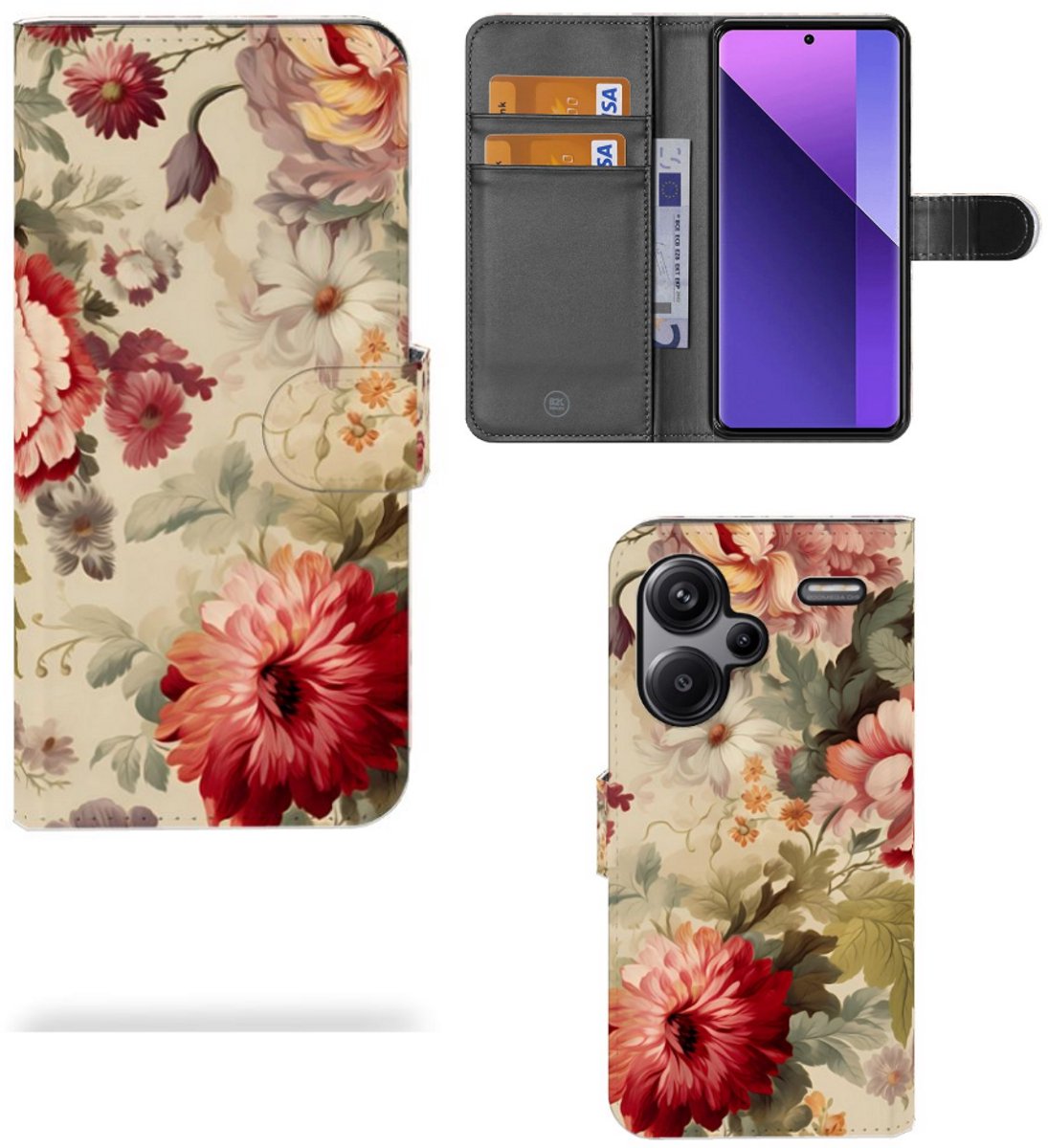 Book Case voor Hoesje voor Xiaomi Redmi Note 13 Pro Plus Bloemen