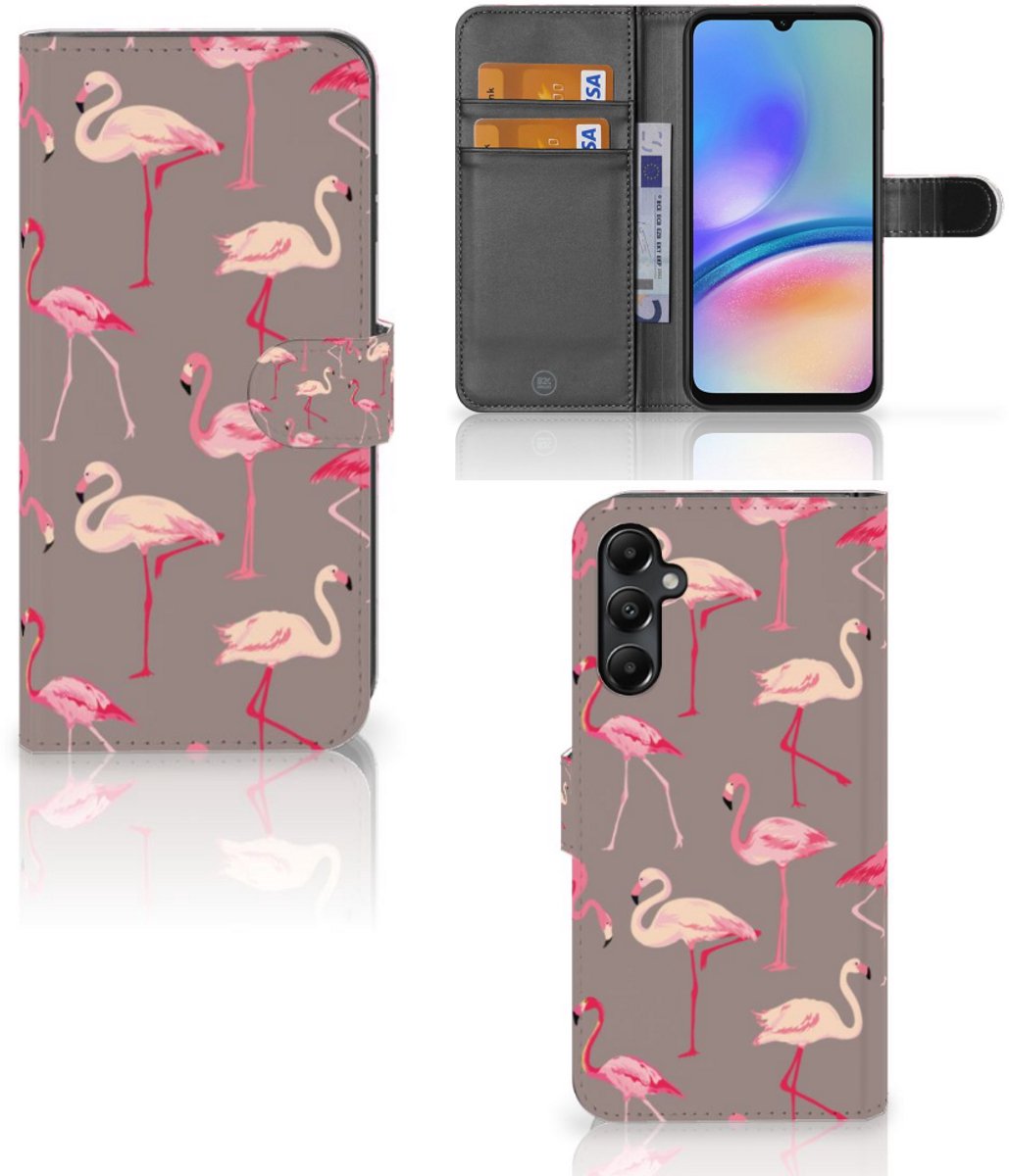 Samsung Galaxy A05s Telefoonhoesje met Pasjes Flamingo