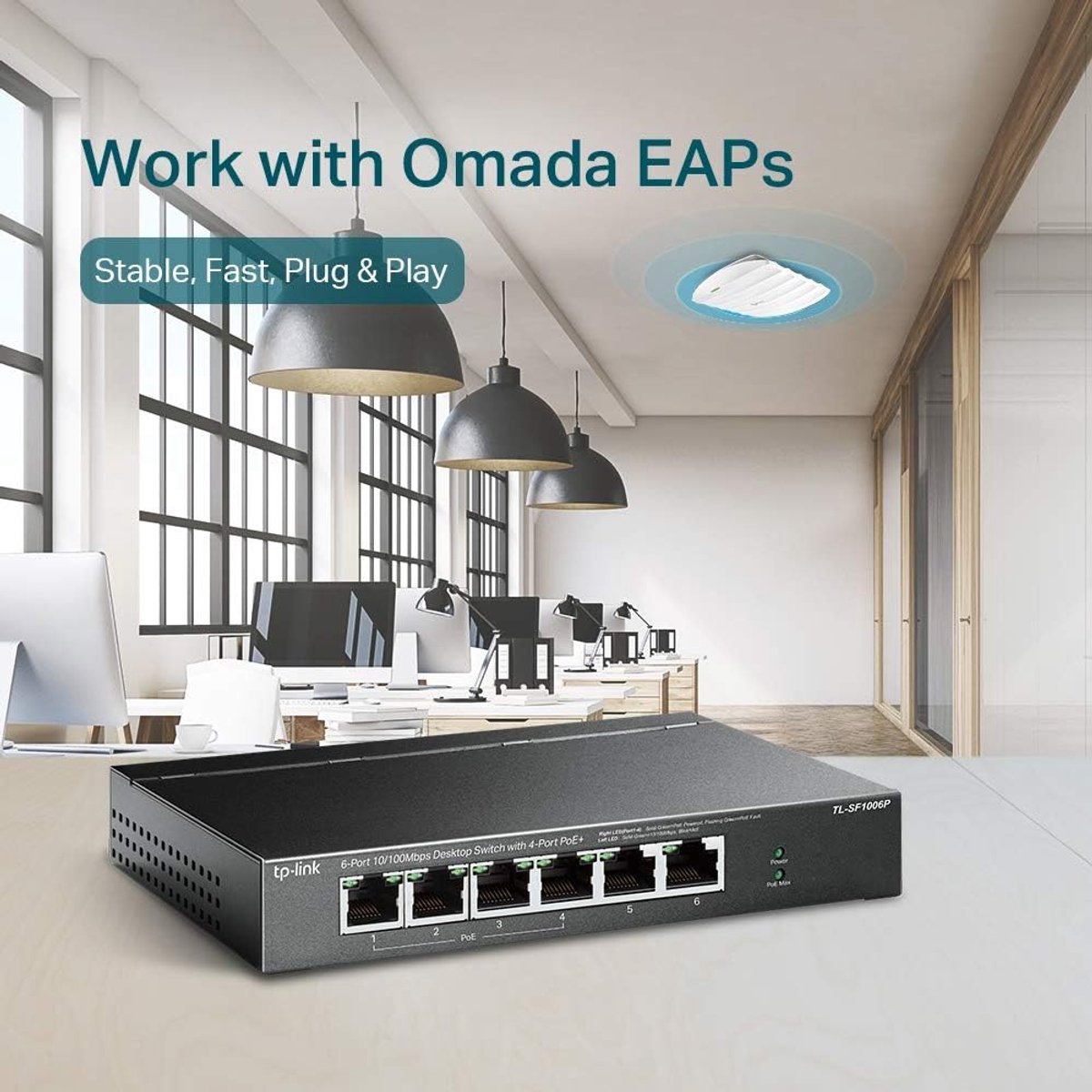 Unmanaged Fast Ethernet Switch met Power over Ethernet (PoE) voor IP-camera's, Toegangspunten en Telefoons
