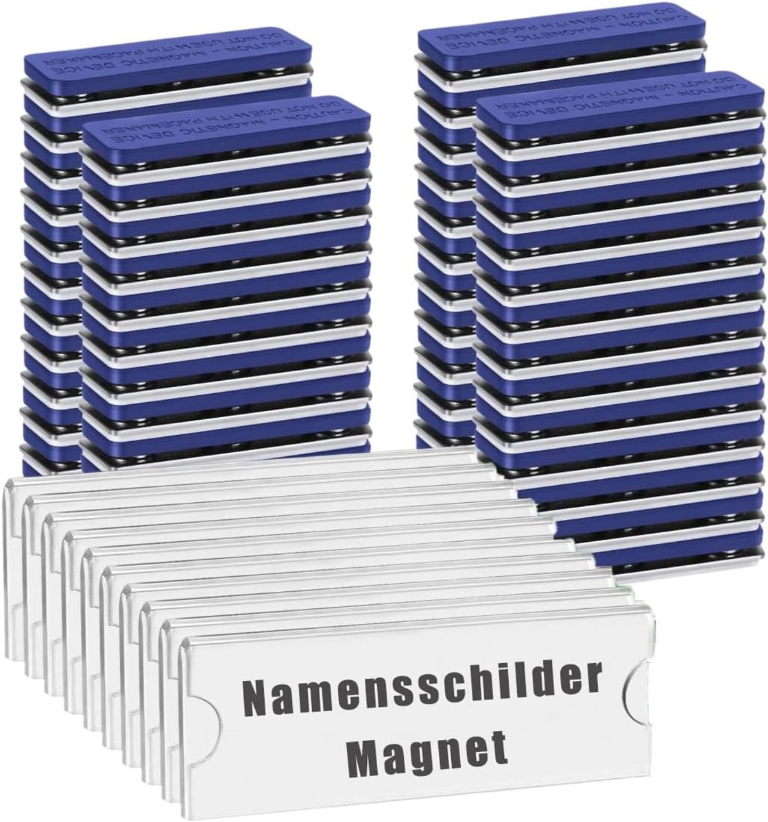 Magnetische naambordjes - 10 stuks - Transparant - 75 x 32 mm - Naamplaatjes voor Kleding