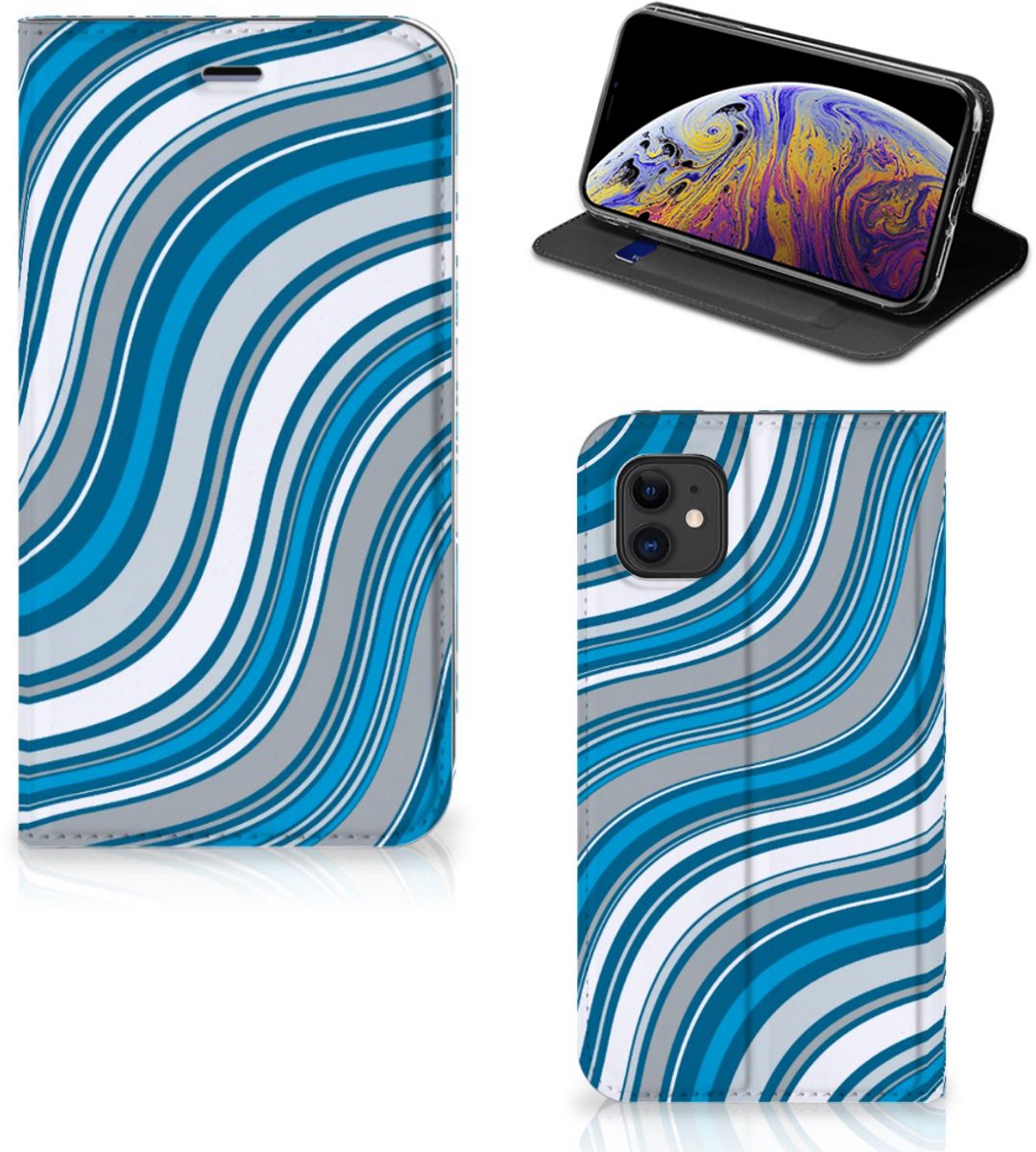 Apple iPhone 11 Hoesje met Magneet Waves Blue
