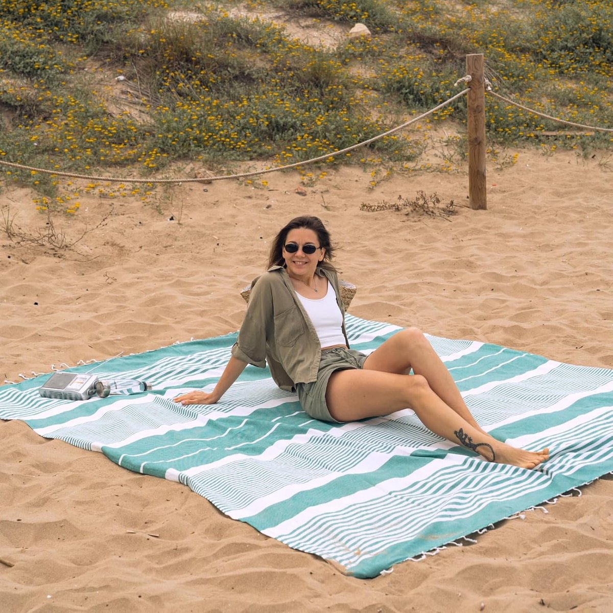 Grote Strandlaken Fouta XXL - Picknickdeken en Strandhanddoek 210 x 240 cm