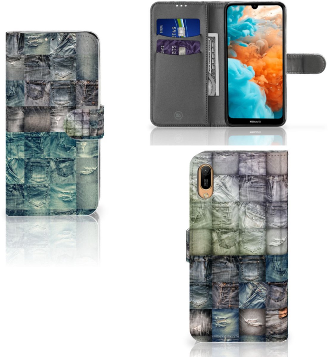 Wallet Case met Pasjes Huawei Y6 (2019) Spijkerbroeken