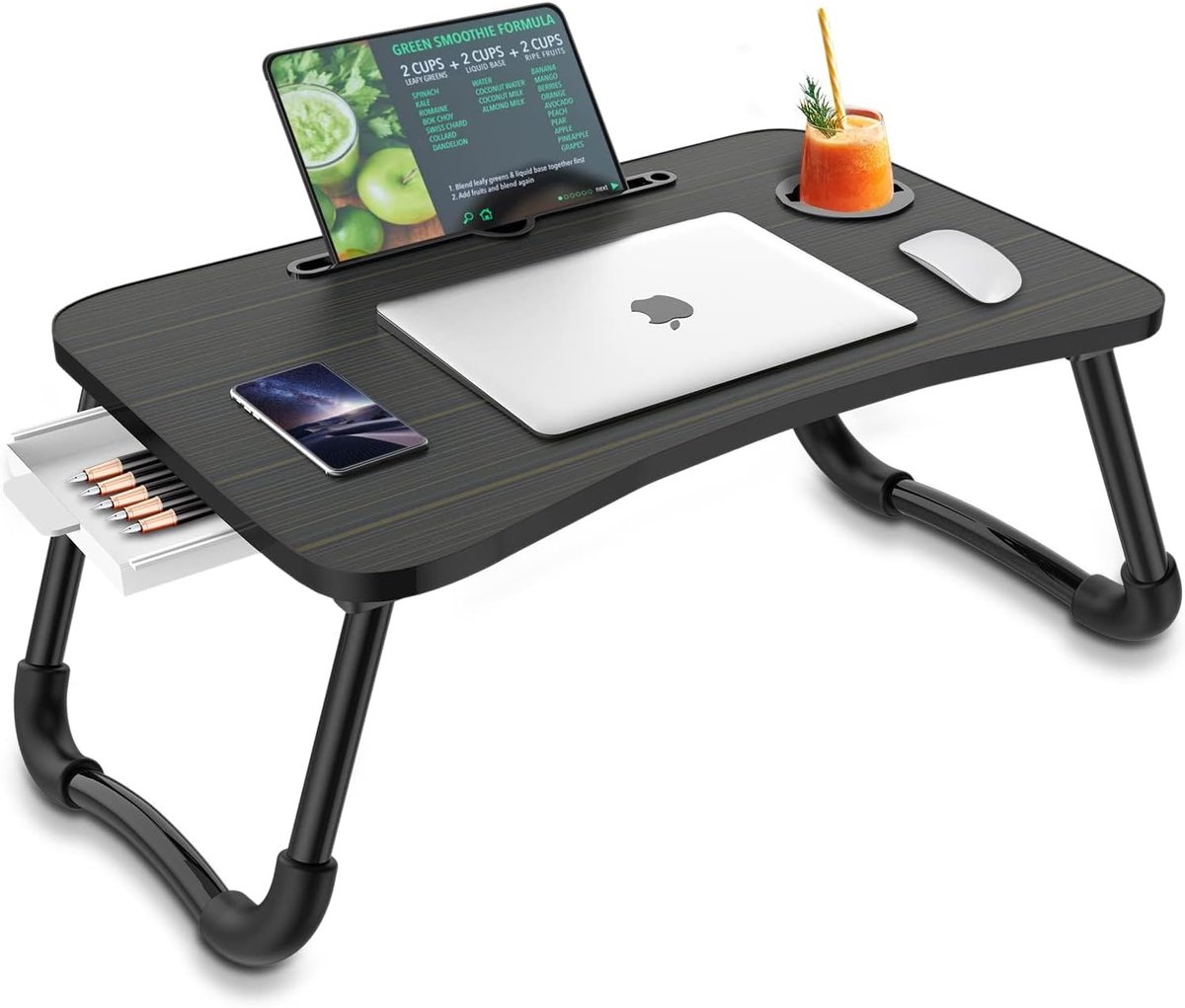 Opvouwbare Laptop Bedtafel - Multifunctioneel Schotelblad met Opberglade en Bidonhouder