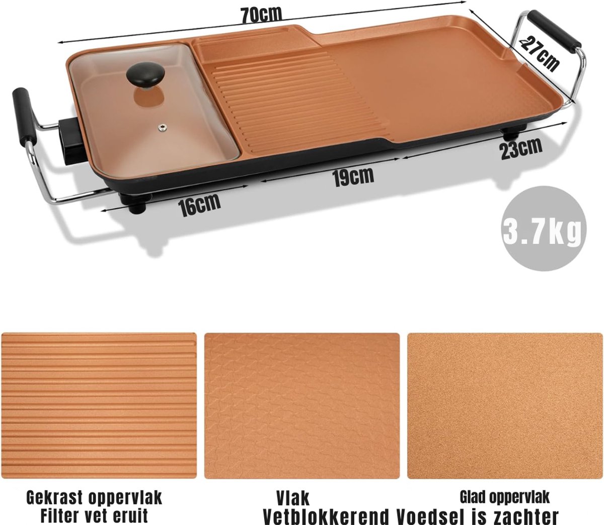 DYNA® Gourmetstel 4 personen - Gourmetstellen - Gourmet - Goud - 71cm x 12cm x 32cm – foto 2