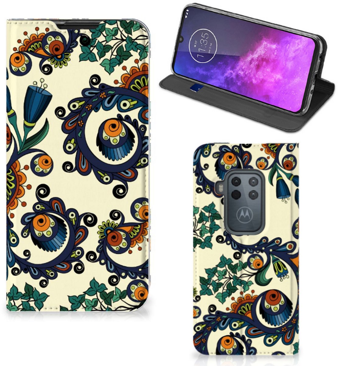 Telefoon Hoesje Motorola One Zoom Barok Flower