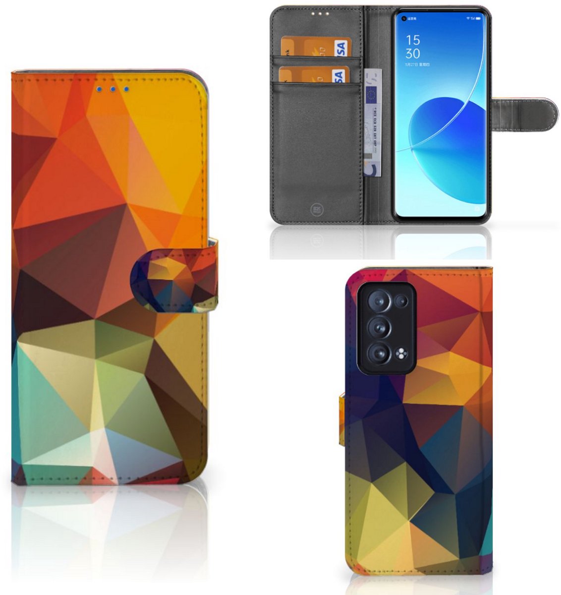 OPPO Reno 6 Pro Plus 5G Book Case Polygon Color