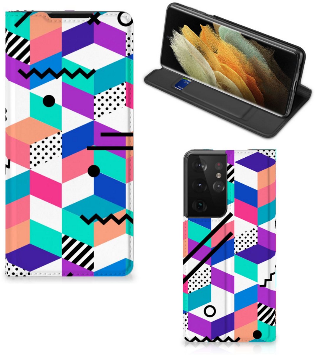 Samsung Galaxy S21 Ultra Stand Case Blokken Kleurrijk