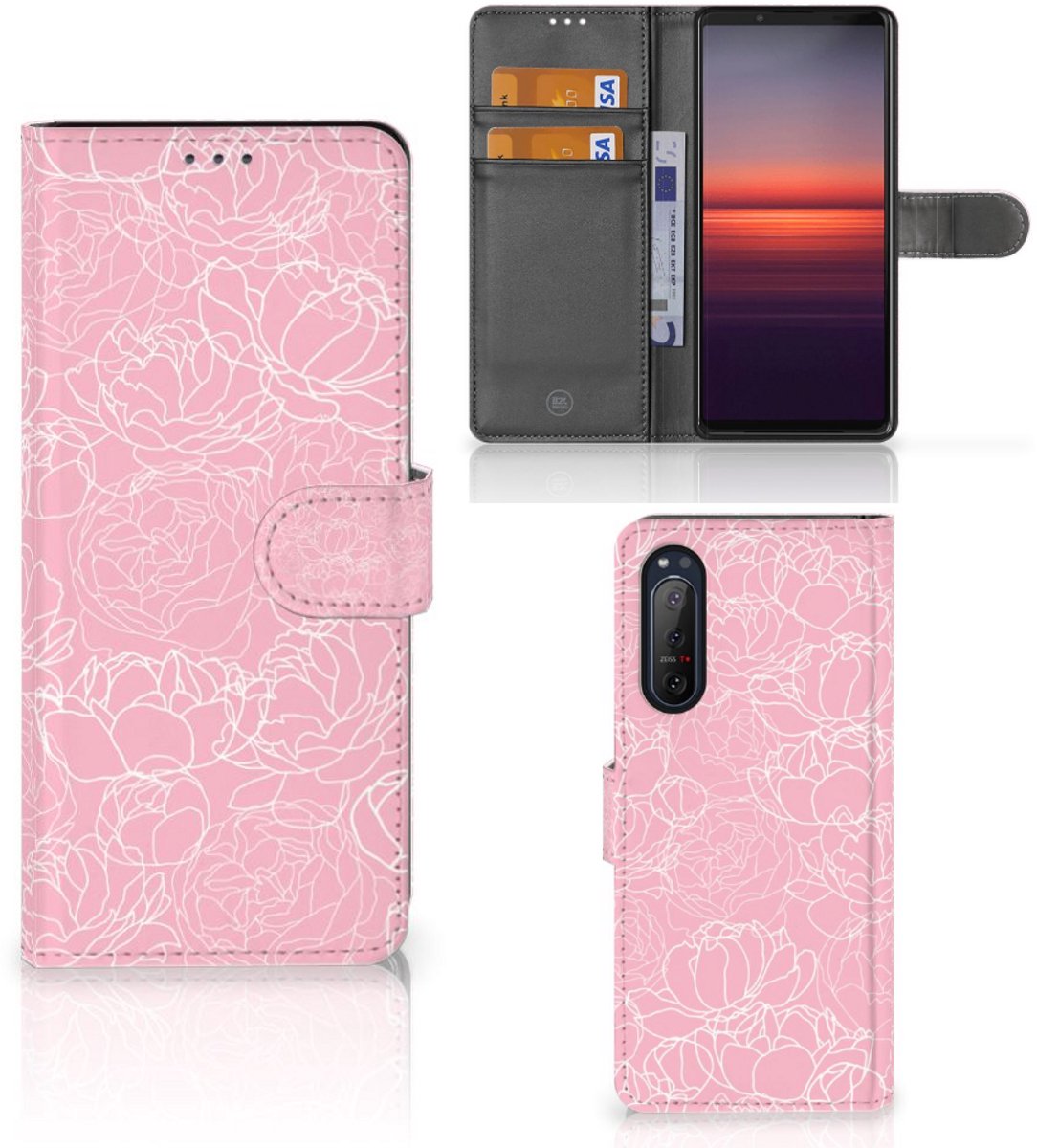 Sony Xperia 5II Hoesje White Flowers