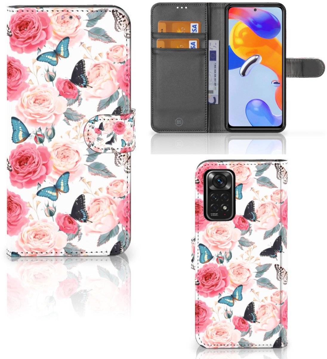 Xiaomi Redmi Note 11 Pro 5G/4G Hoesje Butterfly Roses