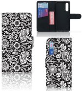 Portefeuille Xiaomi Mi 9 SE Etui pour Téléphone Fleurs Noires