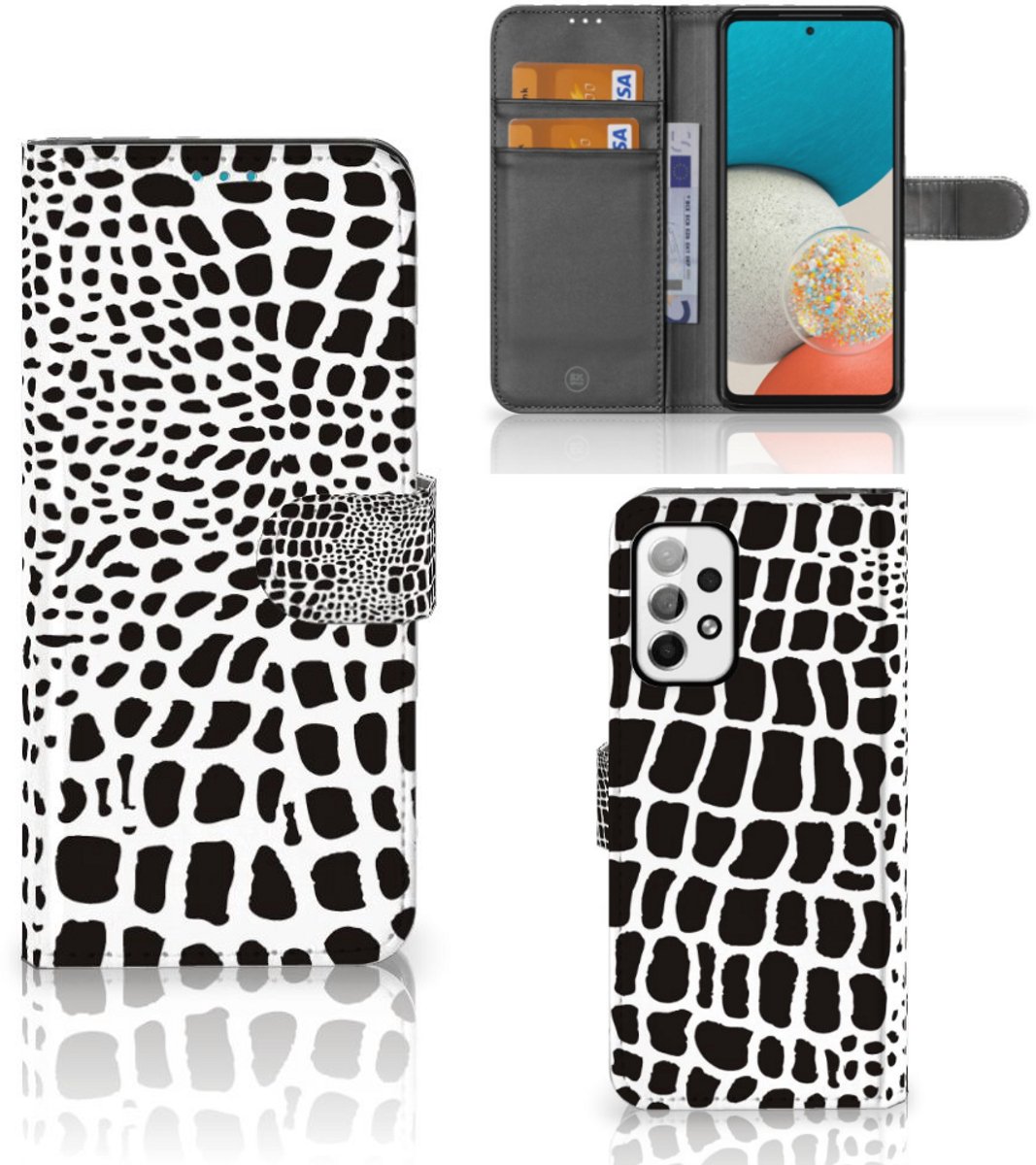 Samsung Galaxy A73 5G Telefoonhoesje met Pasjes Slangenprint