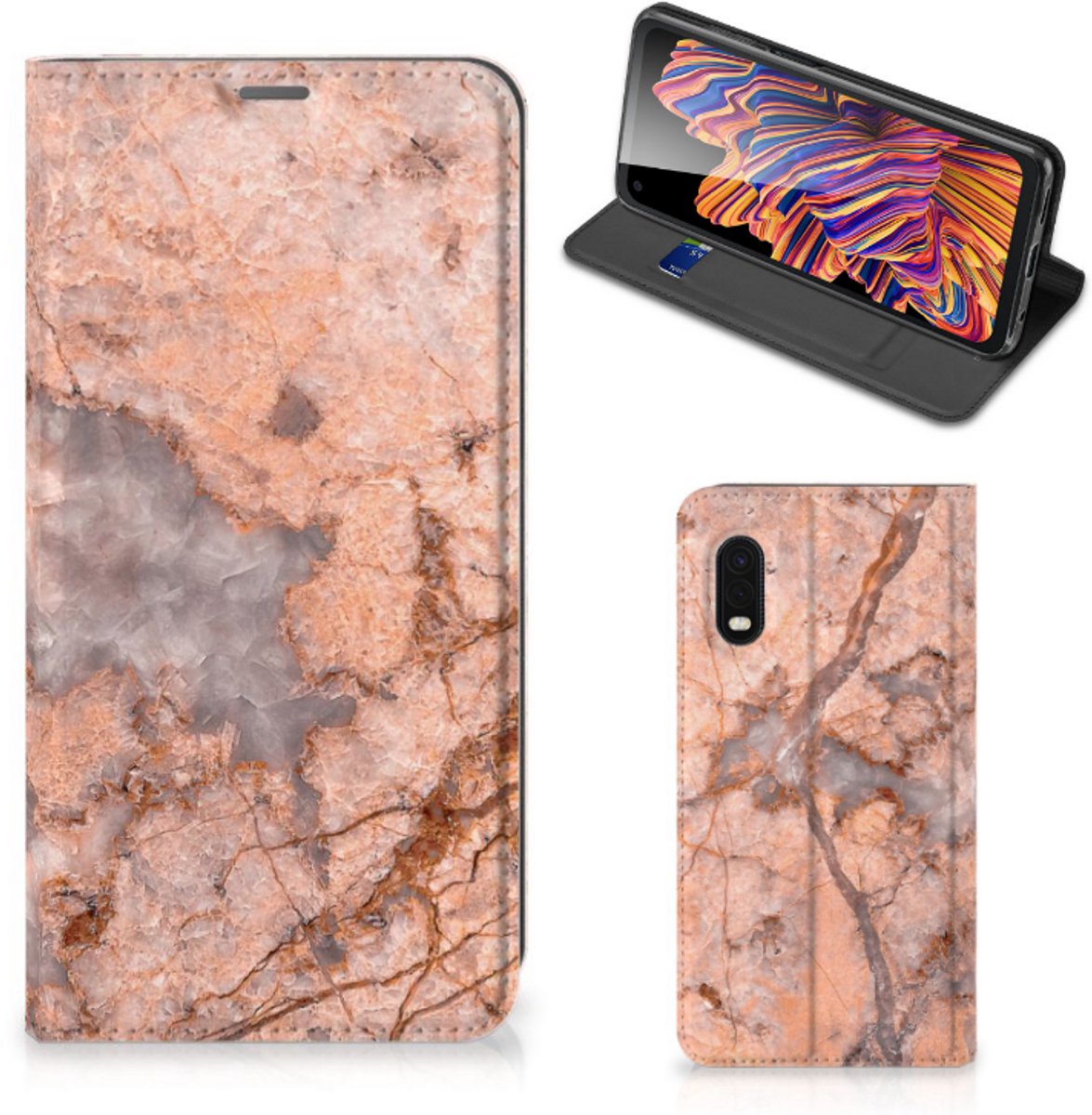 Samsung Xcover Pro Standcase Marmer Oranje