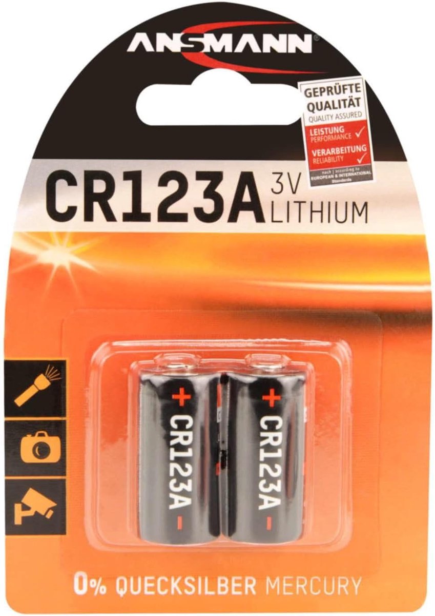 Lithium batterij CR123A/CR17335 - Zwart