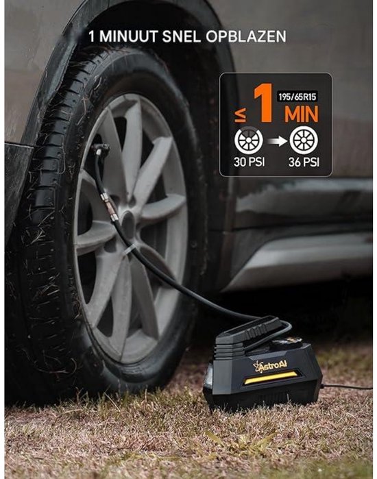 GELLDG Autoband Pomp - Luchtpomp Auto - Elektrisch Luchtcompressor - Digitaal LCD-scherm - Compact Ontwerp - Geschikt voor Auto, Fiets, Motor en Bal - Plastic - 20.4*15.7*8.9cm — afbeelding 4