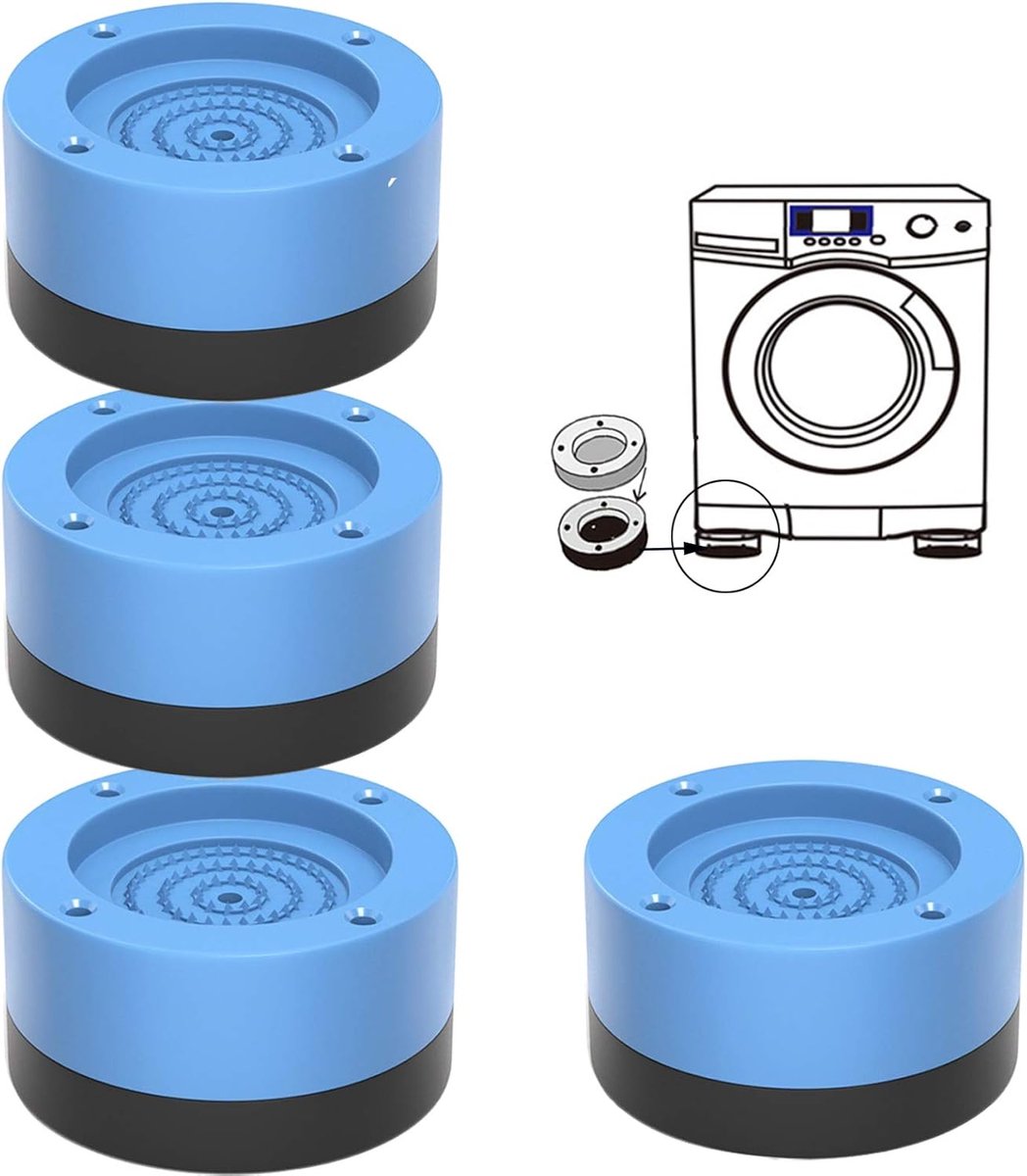 Antitrillingskussens voor Wasmachines - 4 Stuks Met Anti-slip Rubber