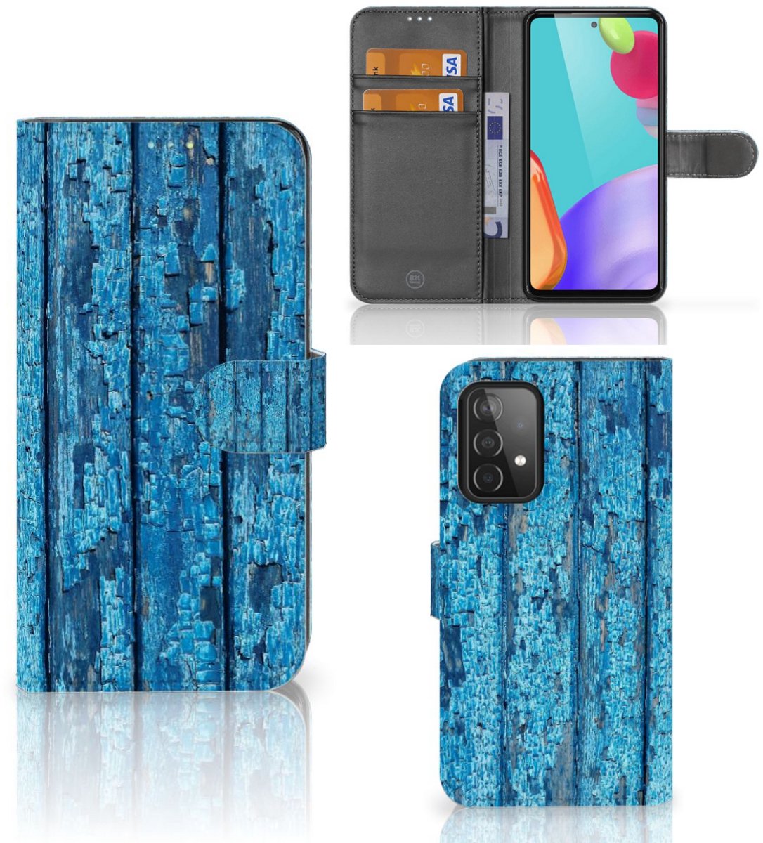 Samsung Galaxy A52 Book Style Case Wood Blue