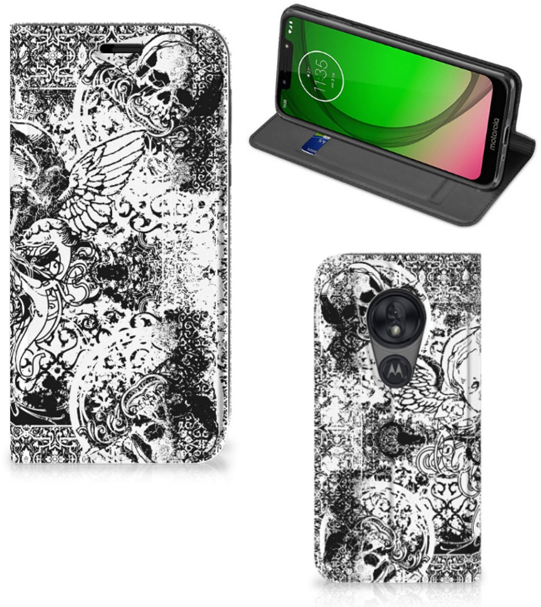 Mobiel BookCase Motorola Moto G7 Play Skulls Angel