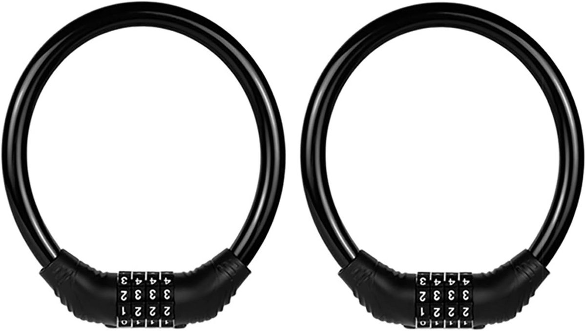 Fietsslot Kabel - Heavy Duty Anti-diefstal Beveiliging met 4-cijferige Combinatie - 2 Stuks